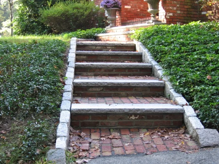 Restored brick and granite stairway
